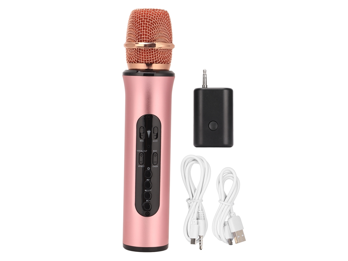 Microfone Bluetooth sem fio para karaokê (sem fio, portátil, bateria integrada)