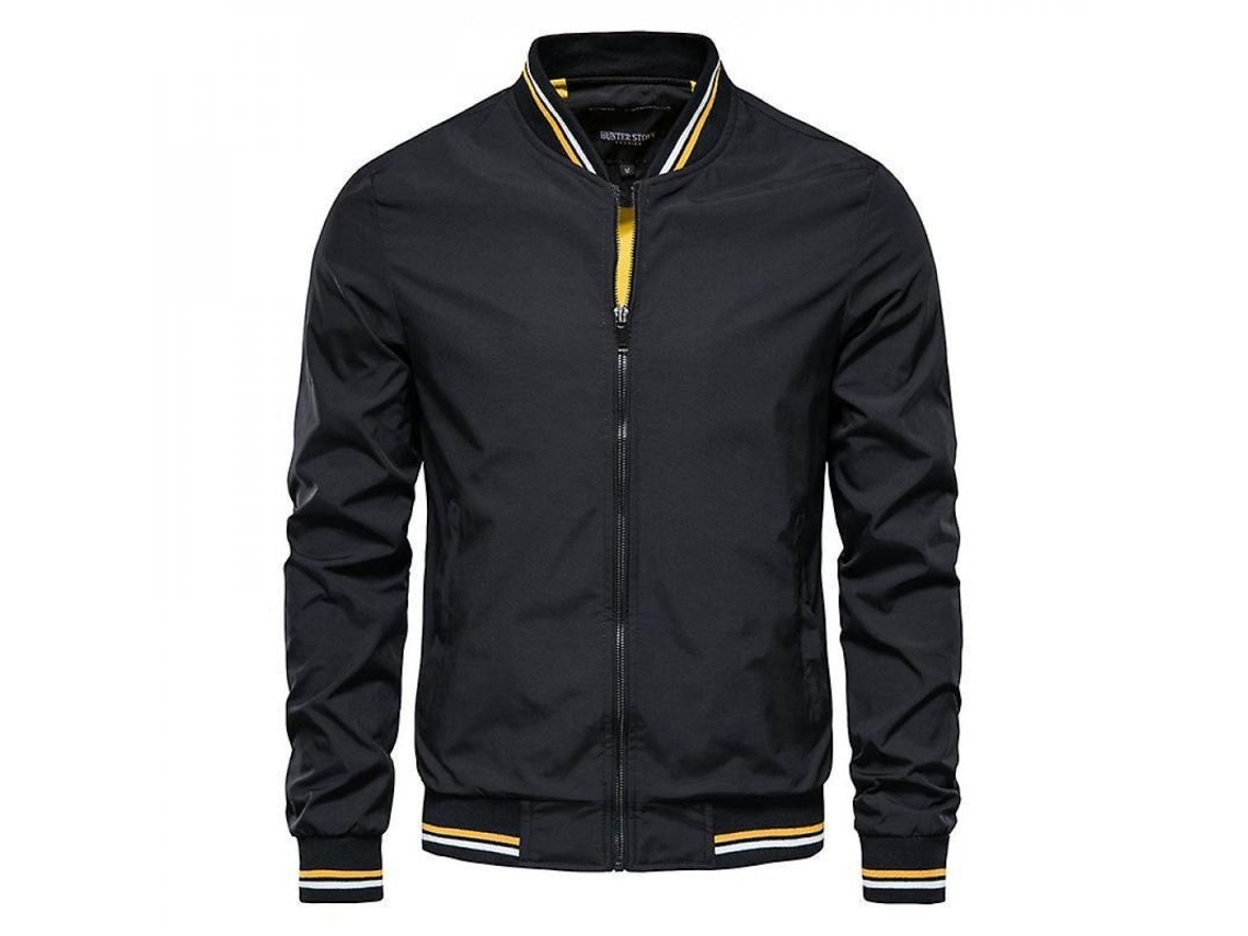 2026 chaqueta Casual Hombre Primavera Otoño Tipo Cuello Alto Cremallera Moda Juvenil Top Delgado XXL Negro