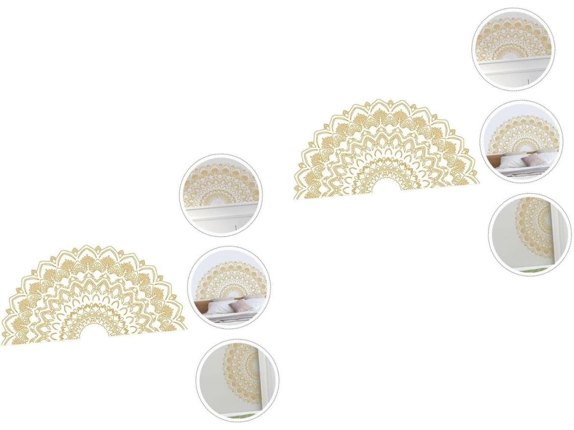 Adesivo De Parede Mandala Removível Em 2 Peças, Decoração Criativa Para Sala De Estar.