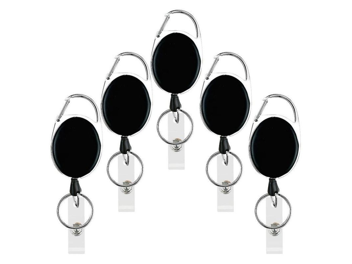 Portadores de Tarjetas Retractiles com Clip e Mosqueton para ID e Chaves Bgd 5 Peças S/MARCA