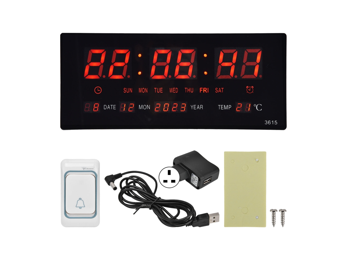 Rebe-reloj Digital De Parede Led Com Tela Clara, Precisão, Silencioso, Plugue 100-240v, Para Academia E Salas De Reuniões, Plug Uk