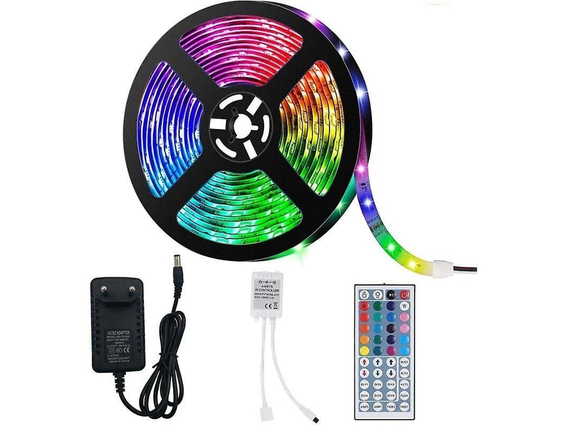Luzes Led Com Controle Remoto 5050 Rgb 5m 150led 24 Teclas E Fonte De Alimentação