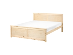 Cama Beliani Dauphin De Madera De Pino Marrón 149x206x82