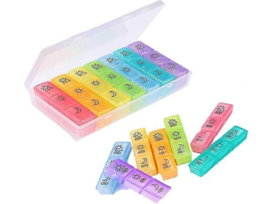 Caixa Para Medicamentos Com 21 Compartimentos E Porta Comprimidos Para 7 Dias Com 3 Compartimentos. Nostalgia88