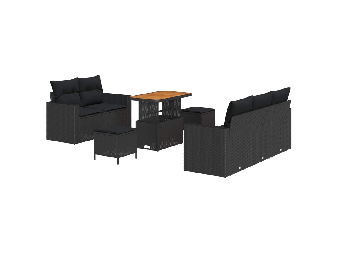 Maison Exclusive - Conjunto De Sofá De Jardim Com Almofada 8 Pcs Preto Vime Pe