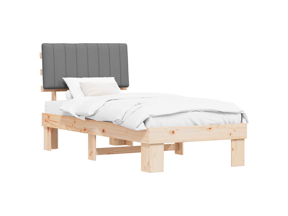 Estrutura de Cama com Cabeceira Estofada em Cinzento Claro MAISON EXCLUSIVE