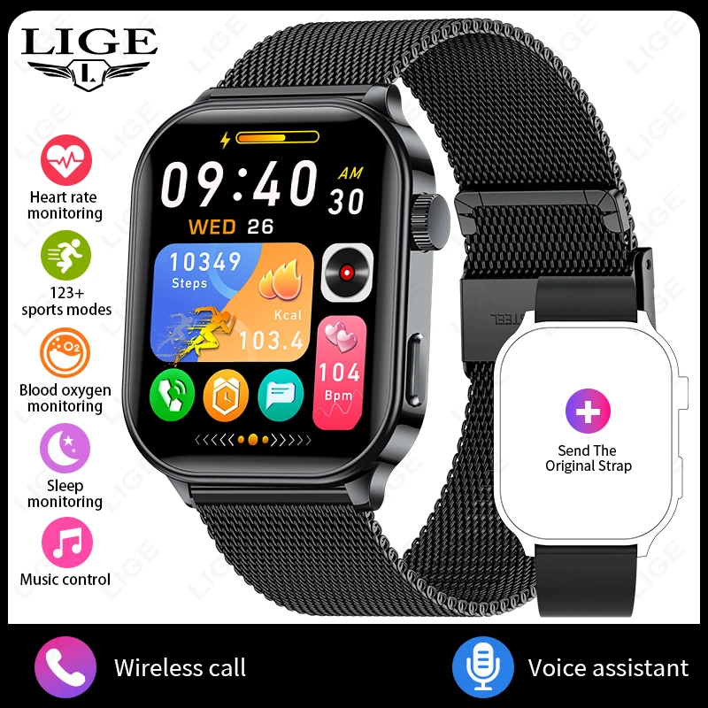 Smartwatch MDUG com Funcionalidades Diárias, Assistente de Voz e Notificações de Chamadas