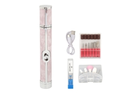 Máquina De Polir Unhas Elétrica Usb 20000rpm 4 Velocidades Ajustáveis Conjunto De Lixas De Unhas Rosa
