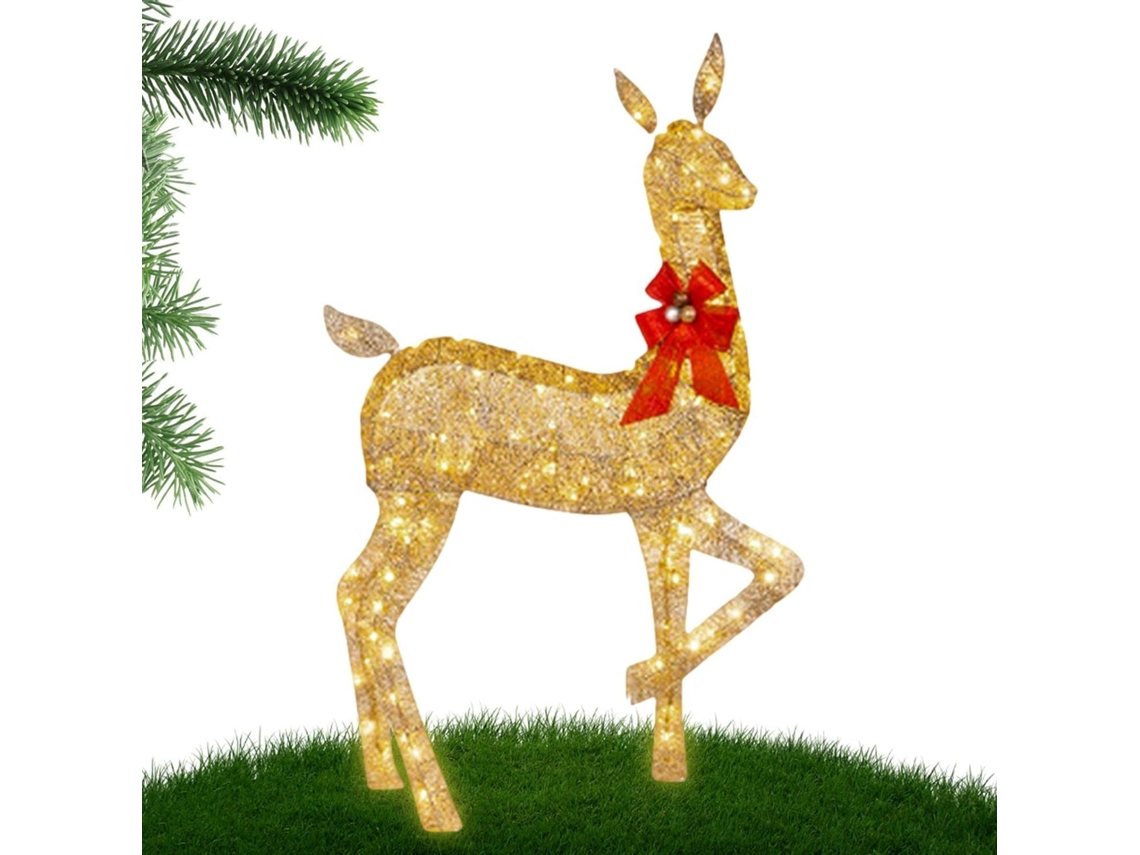 Cerf De Illuminato – Decoração Externa Da Família De Rennes Com Luminárias Led – Luminárias Com Piquet E Noeud
