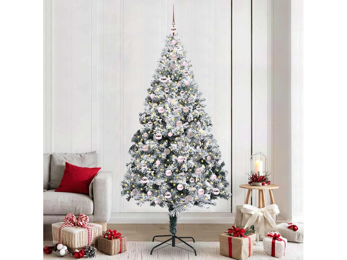 Vidaxl Árvore De Natal Artificial Branco 240 Cm Pvc, Aço E Plástico