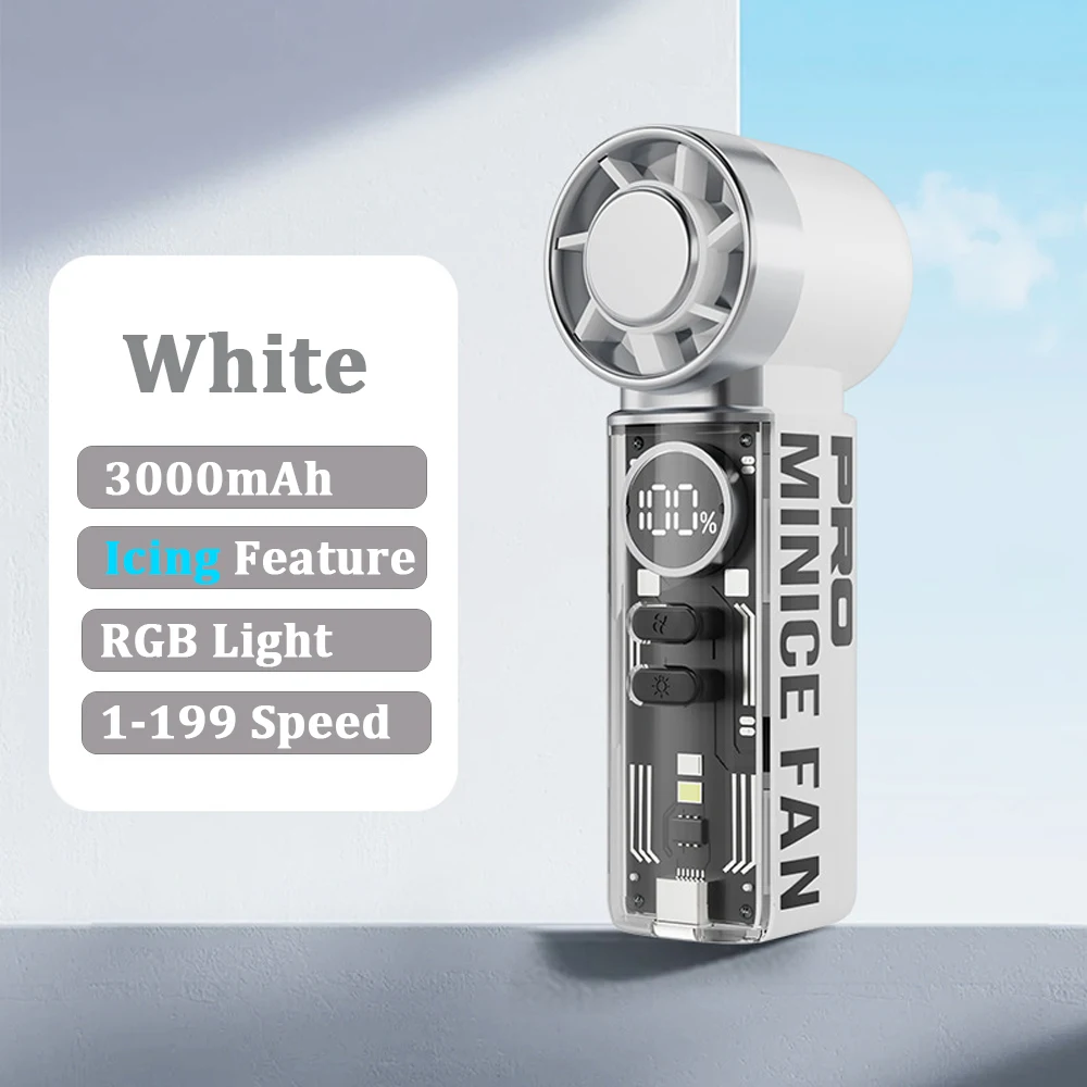 (branco) Mini Ventilador Turbo Portátil Com Função De Resfriamento, Ventilador Recarregável