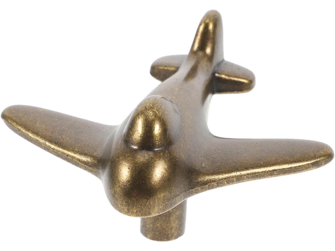 Puxador De Guarda Roupa Plafope Em Metal Bronze Com Formato Aeronave, Fácil De Instalar E Versátil Para Uso Em Gavetas