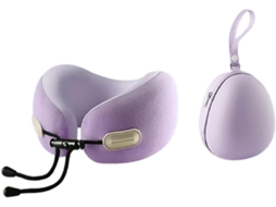 Travesseiro de Viagem BRILVIBERA em Espuma Viscoelástica, Design Ergonômico, Compacto, para Viagens Aéreas, Carro e Longa Distância (roxo)