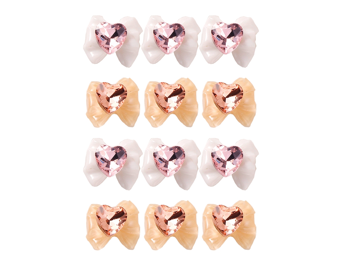 12Pcs Acessórios de Unhas em Resina Transparente em Forma de Laço NEVEANCE