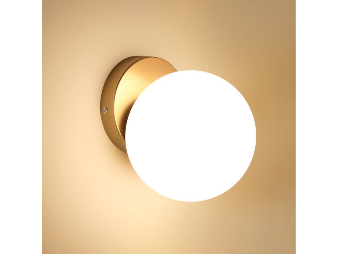 Aplique De Parede Moderno,aplique De Parede E27 Com Abajur De Vidro 15cm Para Quarto,sala,corredor,dourado,sem Lâmpada Btforus