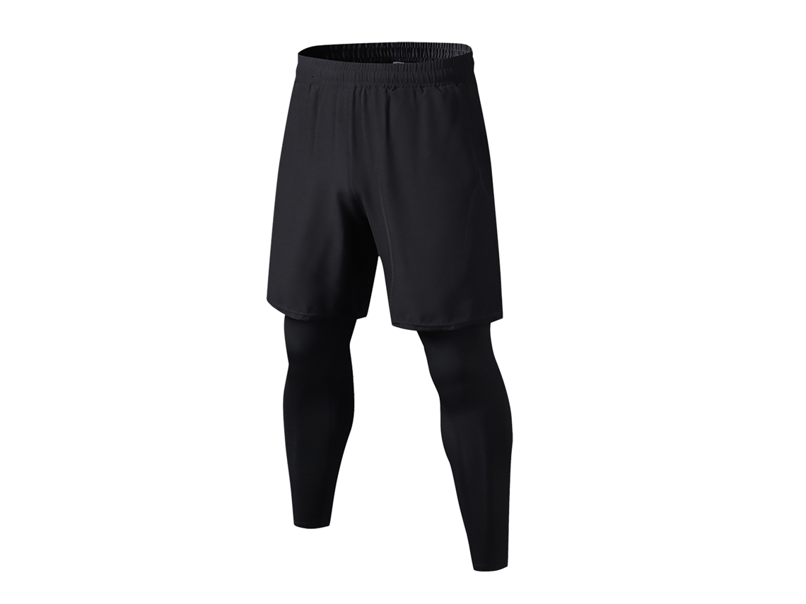 Calcinhas Atléticas 2 Em 1 Para Homem Calças De Corrida Elásticas Secagem Rápida Com Bolsos Preto Xxl