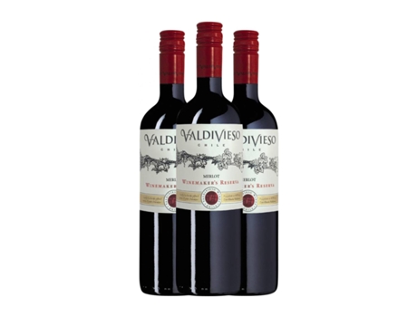 Vinho VALDIVIESO Merlot Valle de Curicó Reserva (0.75 L - 3 Unidades)