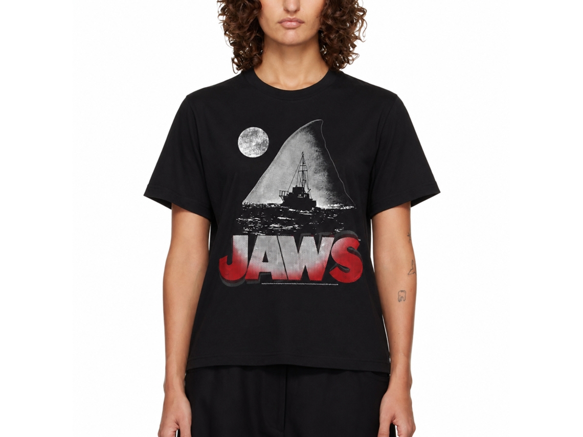 Rockinstone Jaws Movie Night Black Adult T-shirt Size:xl