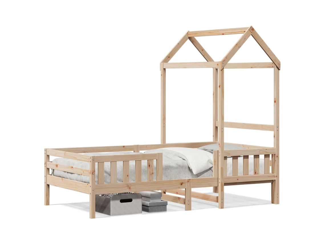 Estrutura de Cama com Telhado MAISON EXCLUSIVE em Madeira de Pinho Maciça 75x190 cm