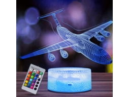 Luz Noturna Infantil, Faixa de Luz Visual 3d com Controle Remoto, 16 Mudanças de Cor, Formato de Avião. SIURN