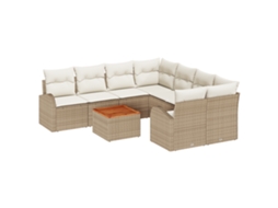 Conjunto 9 Sofá De Jardim Vidaxl Bege Vime Pe (234 X 234 X 69 Cm)