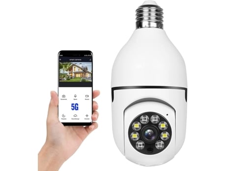 Câmara Com Lâmpada Wifi 2.4 Ghz, Meejee Câmaras Sem Fios Rotação 360º