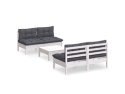 Conjunto de 5 Lounge de Jardim com Almofadões Antracite Pinho MAISON EXCLUSIVE