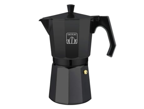 Cafeteira Italiana de Alumínio com Capacidade para 12 Chávenas de Café Cor Preto Fácil de Limpar e Apta para Todo O Tipo de Fogões CECOTEC