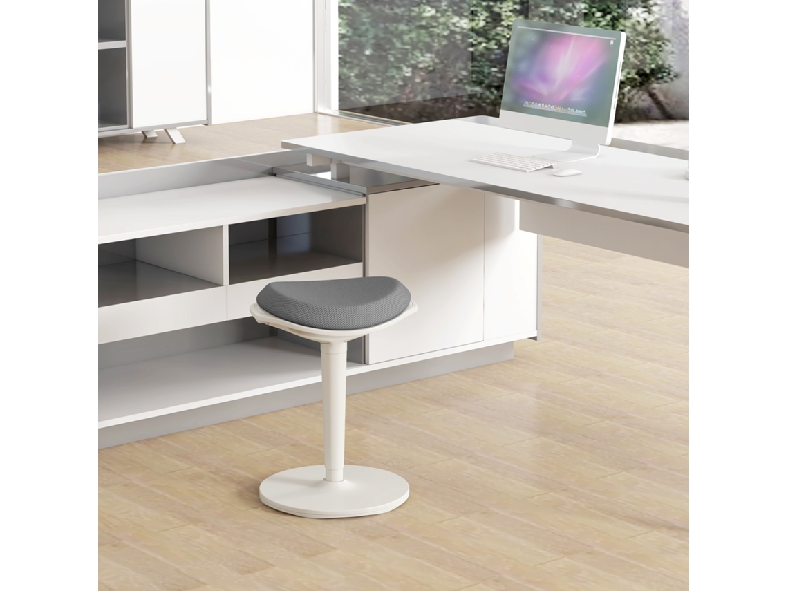 Cadeira de escritório giratória ergonômica Ehstmind com ajuste de altura e assento de malha cinza para maior conforto no trabalho