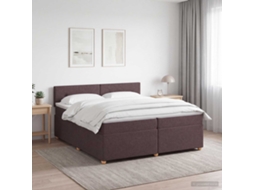 Vidaxl Cama Box Spring Com Colchão Marrom Escuro 200 X 200 Cm Tecido