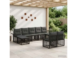 Vidaxl Conjunto De Sofás Para Exterior 9 Unid. Preto E Cinza Escuro