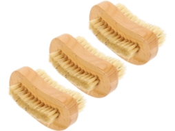 Escova De Unhas Multifuncional De Madeira Natural, 3 Peças, Para Limpeza Precisa.