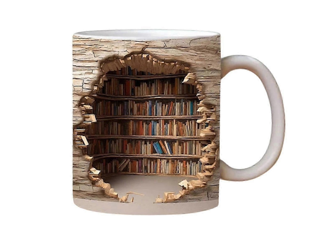 3d Bookshelf Mug A Library Shelf Cup Design Multi Ceramic Mug