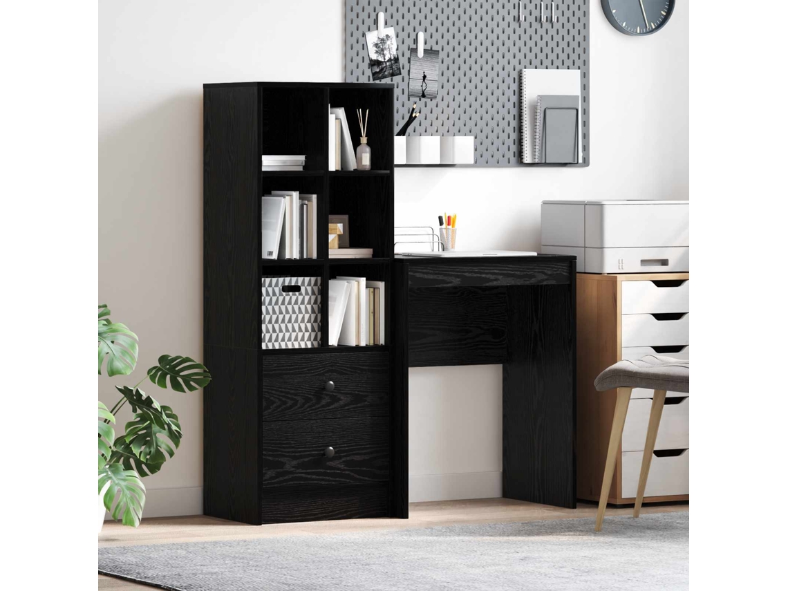 Vidaxl Mesa Com Gaveta Com Prateleira 2 Pcs Carvalho Preto
