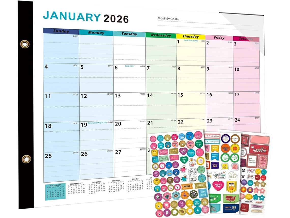 Calendário Mensal de Parede a 2026 2027, Organizador e para CHABERLU