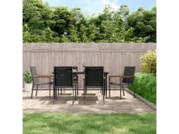 Vidaxl 7 Pcs Conjunto De Jantar Para Jardim Textilene E Aço Preto