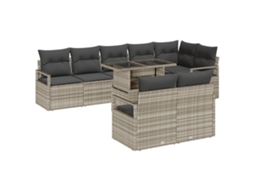 Conjunto 9 Conjunto De Sofá De Jardim Vidaxl Cinzento-claro Vime Pe (100 X 55 X 73 Cm)