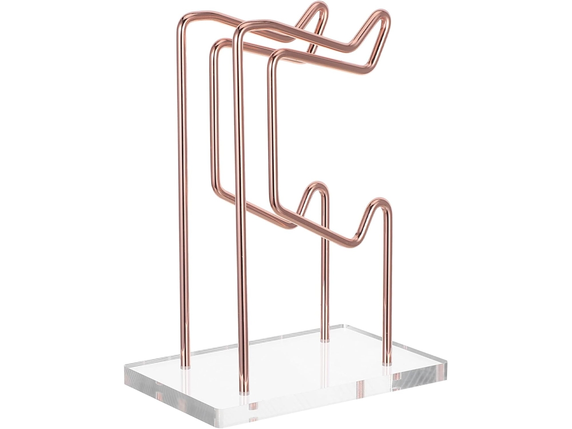 Suporte Para Controle De Jogos Homsfou 2 Níveis Em Metal E Acrílico, Base Removível Resistente, Ouro Rosa, Organizador