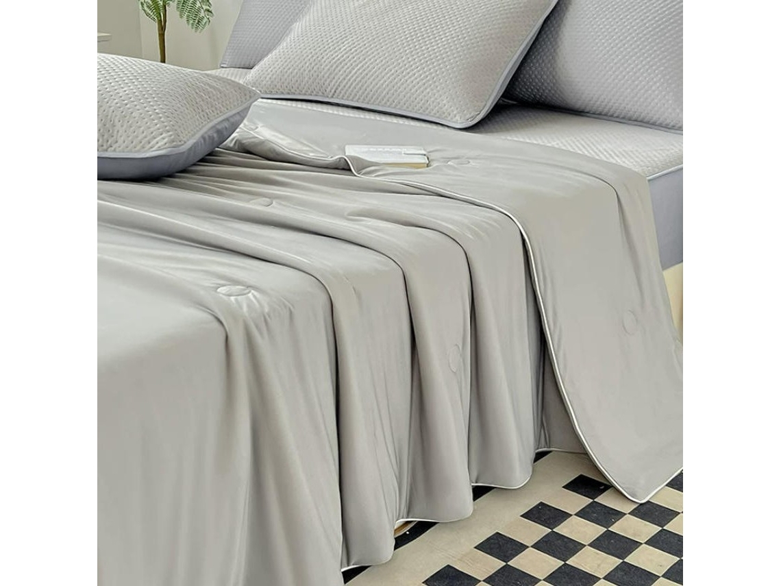 Manta Refrescante (150x200cm) Para Quem Sente Calor Ao Dormir, Suave, Leve E Refrescante (95% Poliéster + 5% Elastano) Cinza Hexinyigjly