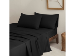Conjunto Lençóis 4 Peças Lençol De Baixo 152x203*26cm Lençol De Cima 228*259cm 2 Fronhas 76x50cm Microfibra Preto Hexinyigjly