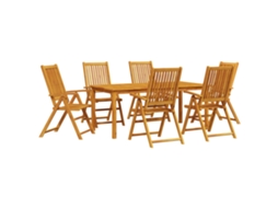 Conjunto 7 Móveis De Jardim Vidaxl Castanho Madeira De Acácia Maciça (200 X 100 X 74 Cm)