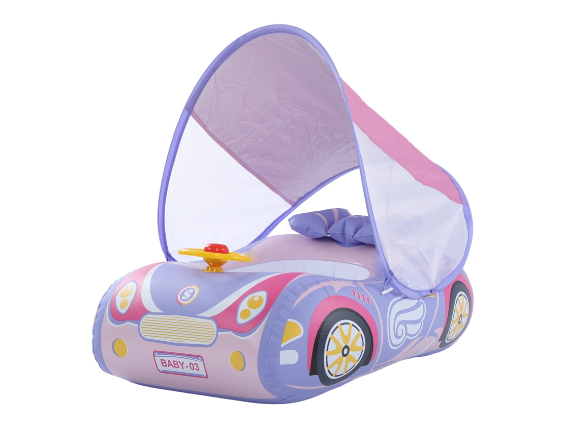 Flutuador Bebê Carro Rosa com Sombra e Buzina para Piscina