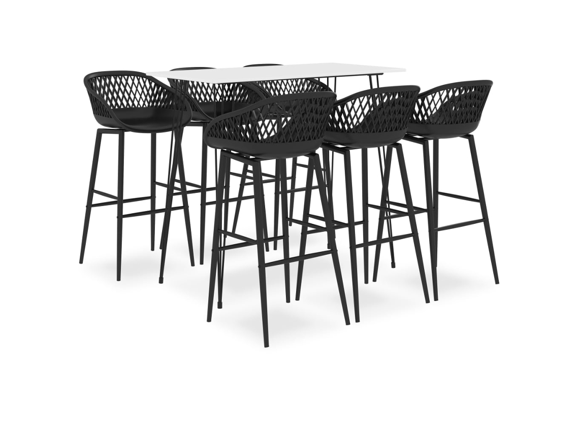 Vidaxl 7 Pcs Conjunto De Bar Branco E Preto