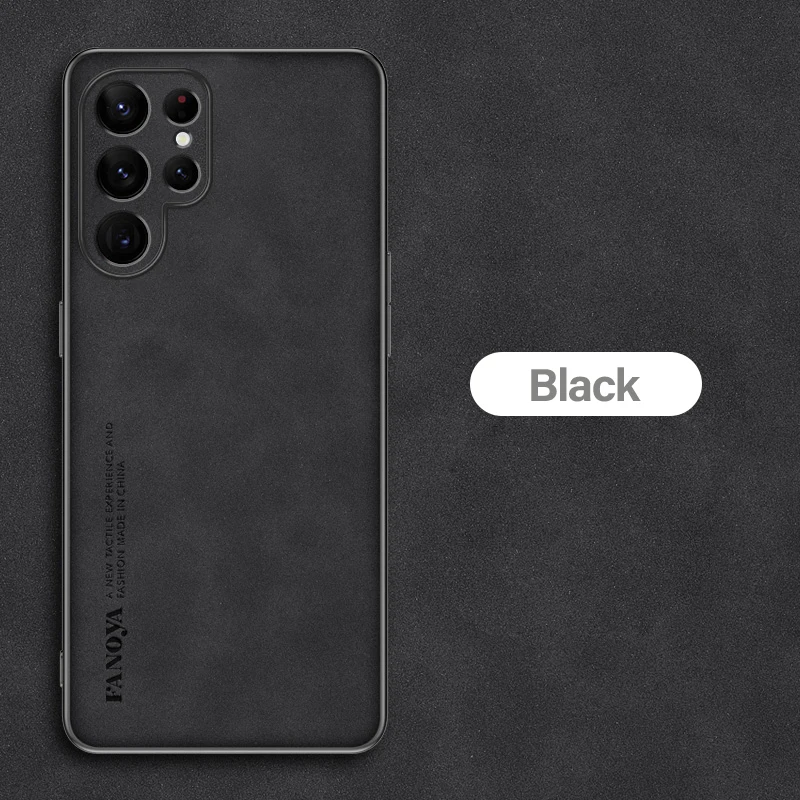 Capa Para Celular Samsung (galaxy S26 Preta), Feita Em Luxuoso Couro De Cordeiro, Com Proteção Traseira.