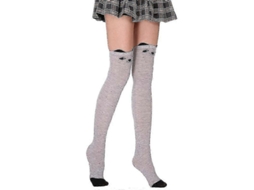 Meias De Lã Coral Macia Até O Joelho, Ideias Para O Inverno, Para Meninas E Mulheres. Meias Listradas Com Estampas De Animais Flufos E Desenhos Animados