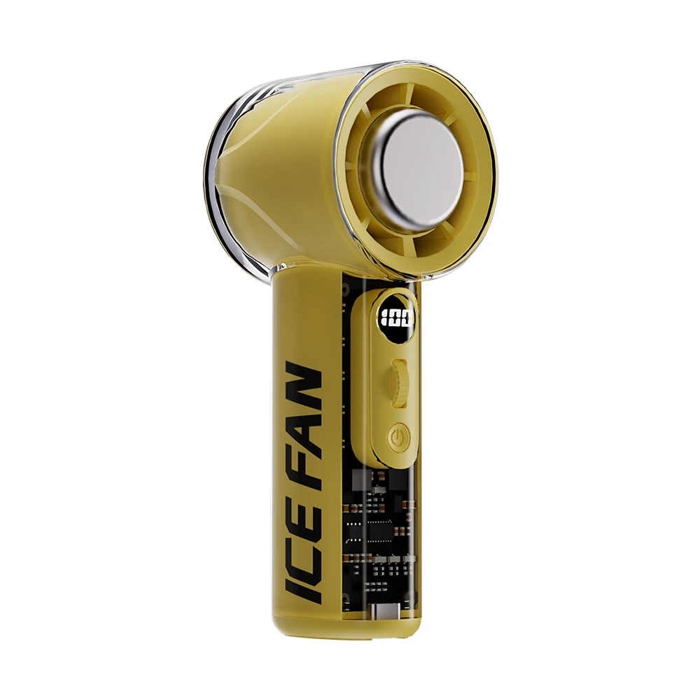 (amarelo) Ventilador Portátil De Alta Velocidade Com Bateria Usb Recarregável De 3000mah.