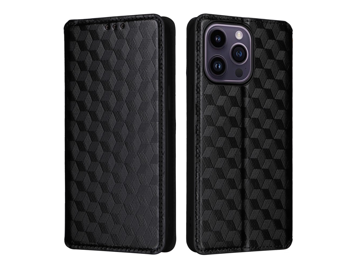 Capa Para Iphone 15 Pro Max Pele Sintética Preto