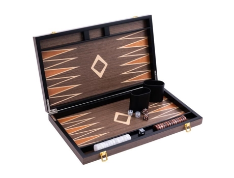ENGELHART- 250547 Gamão de Luxo 18 Polegadas Folheado de Nogueira Burl e Verniz