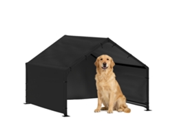 Casinha Canil Telhado Resistente Água Uv Cães Até 30kg 125x110x93 Preta