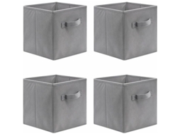 Cubos de armazenamento dobráveis (x4, 31x31x31cm), tecido não tecido, brinquedos/roupas